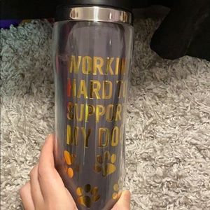 Working hard to support my dog travel mug